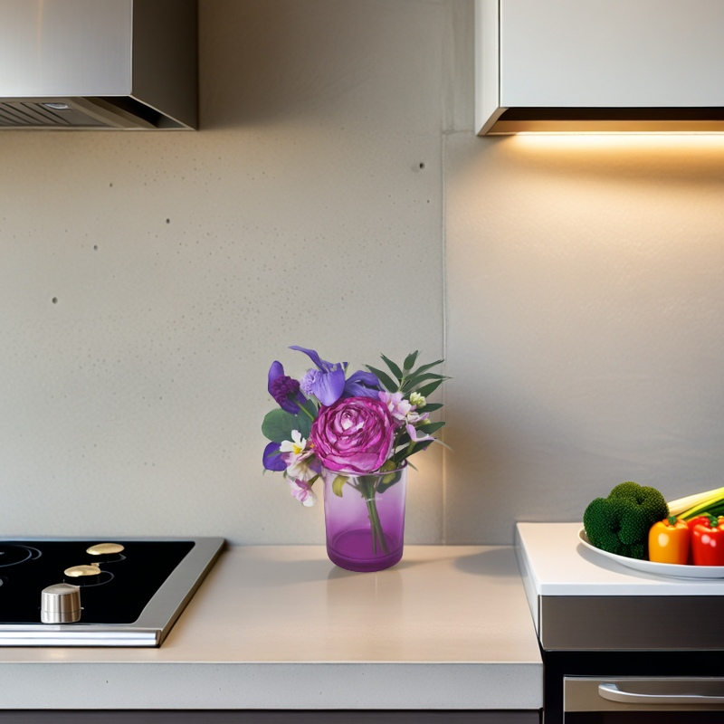 Bulk 8" Amethyst Garden Foliage in Glass Vase Floral Arrangements Wholesale