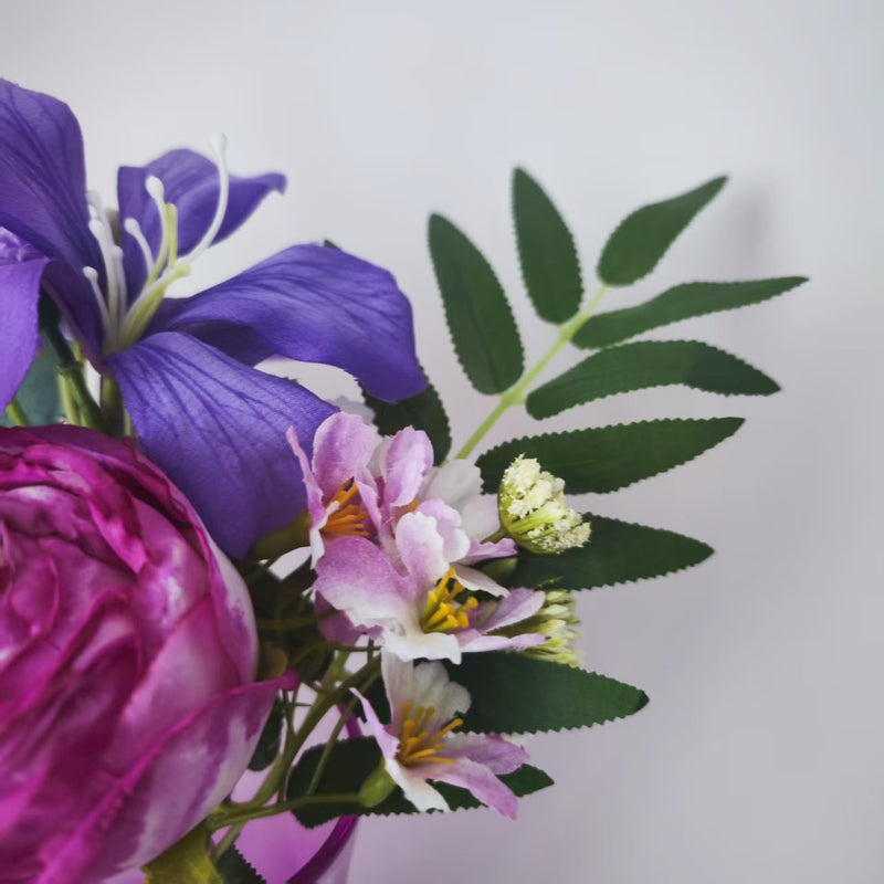 Bulk 8" Amethyst Garden Foliage in Glass Vase Floral Arrangements Wholesale