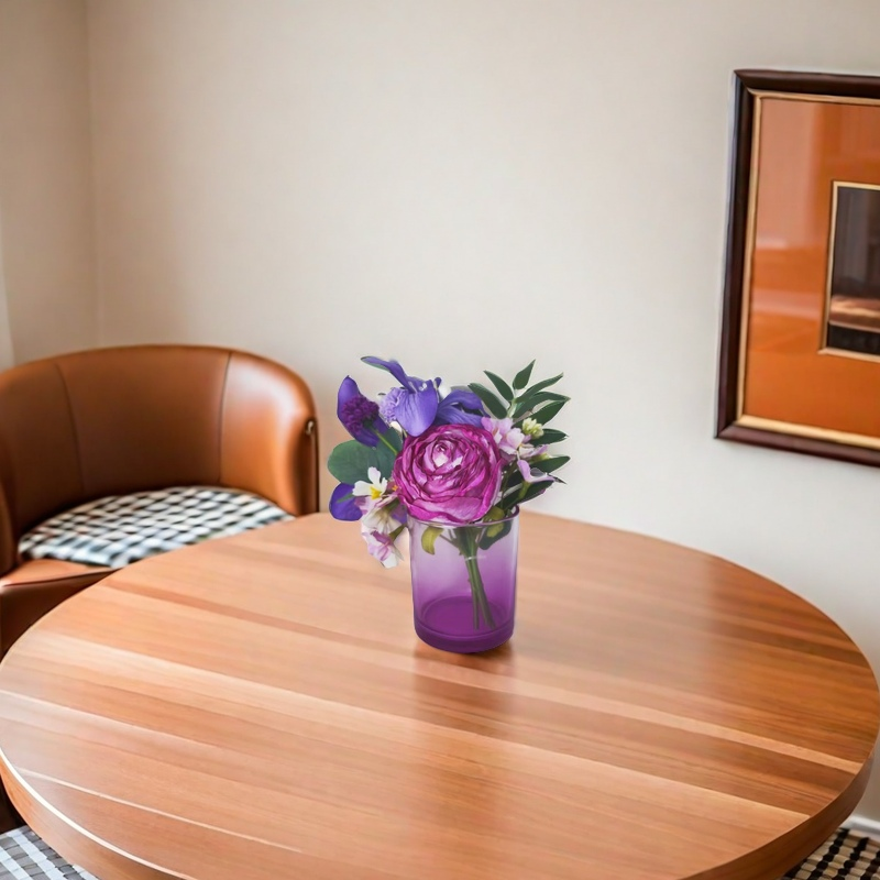 Bulk 8" Amethyst Garden Foliage in Glass Vase Floral Arrangements Wholesale