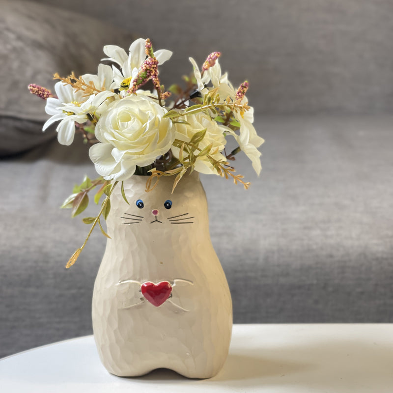 Bulk Exclusive Animal Novelty Cat Planter Artificial Flowers in Cat Pot for Cat Lovers Wholesale
