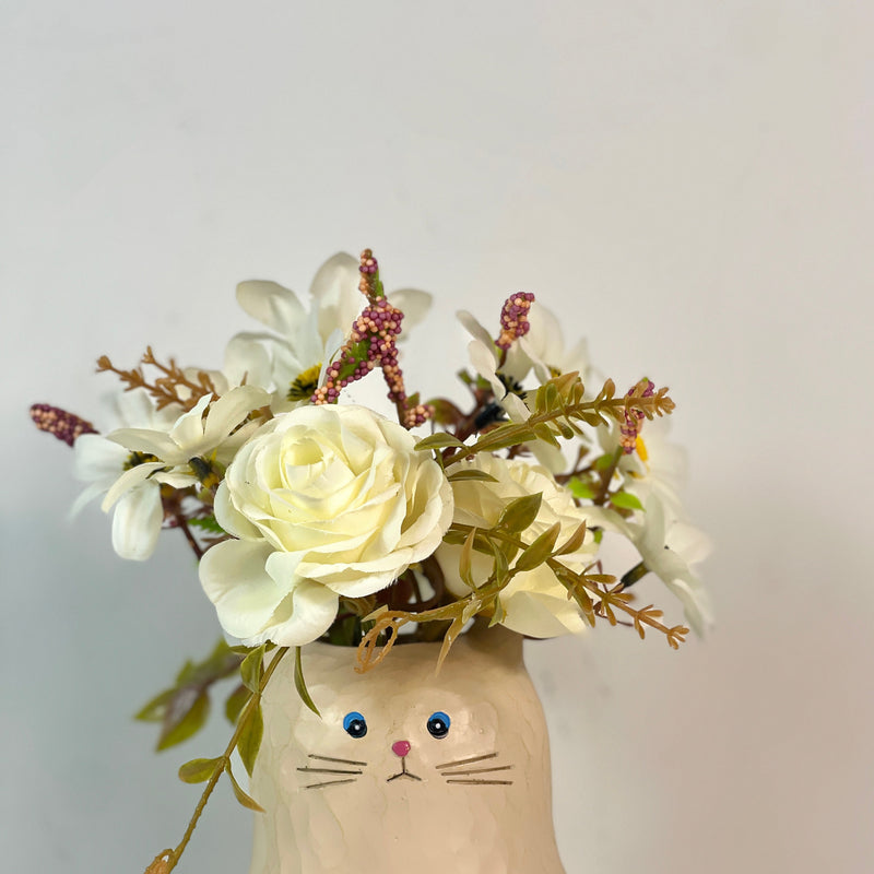 Bulk Exclusive Animal Novelty Cat Planter Artificial Flowers in Cat Pot for Cat Lovers Wholesale