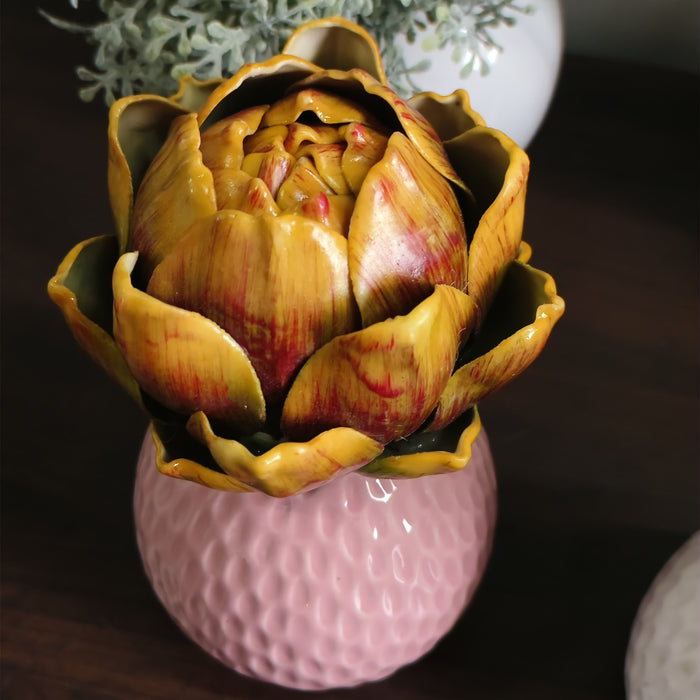 Bulk 6" Faux Artichoke with Vase Floral Arrangements Wholesale