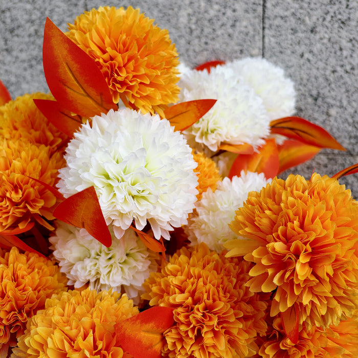 Bulk 24" Artificial Mum Bouquet with Vase 24-Heads Flowers UV Resistant for Outdoor Memorial Wholesale