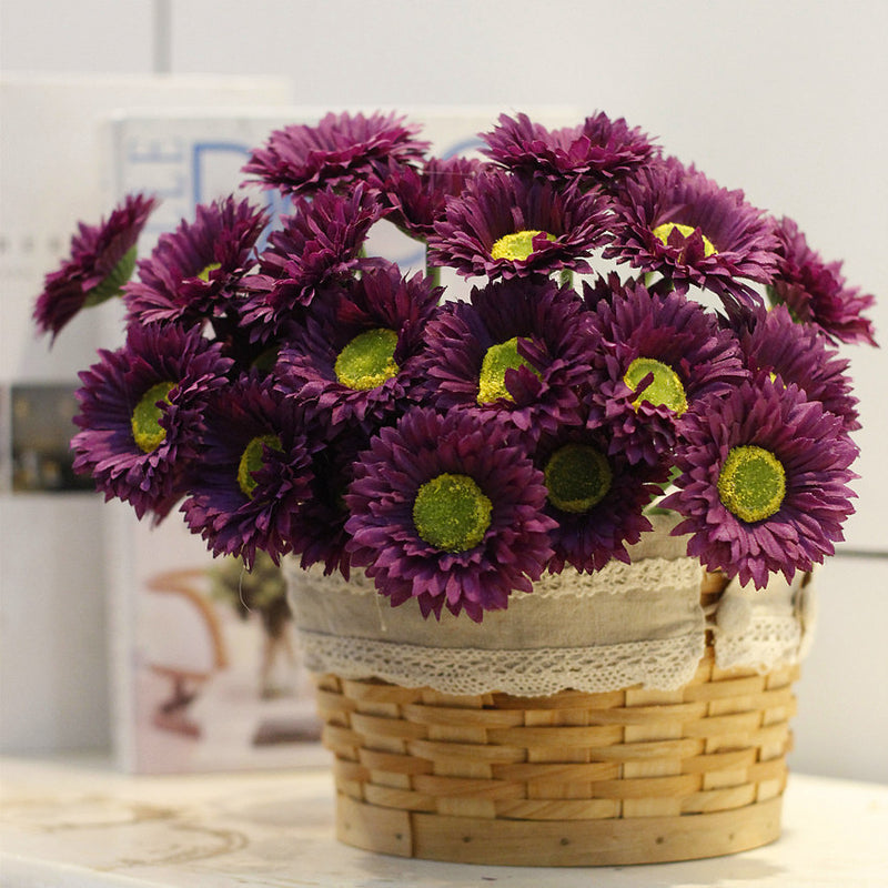 Lot de 10 tiges de marguerites africaines artificielles en vrac de 7,8 pouces, bouquet de fleurs de gerbera, arrangements floraux de table de printemps, vente en gros