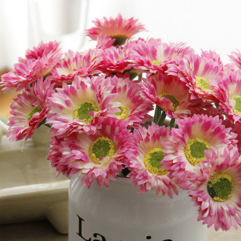 Lot de 10 tiges de marguerites africaines artificielles en vrac de 7,8 pouces, bouquet de fleurs de gerbera, arrangements floraux de table de printemps, vente en gros