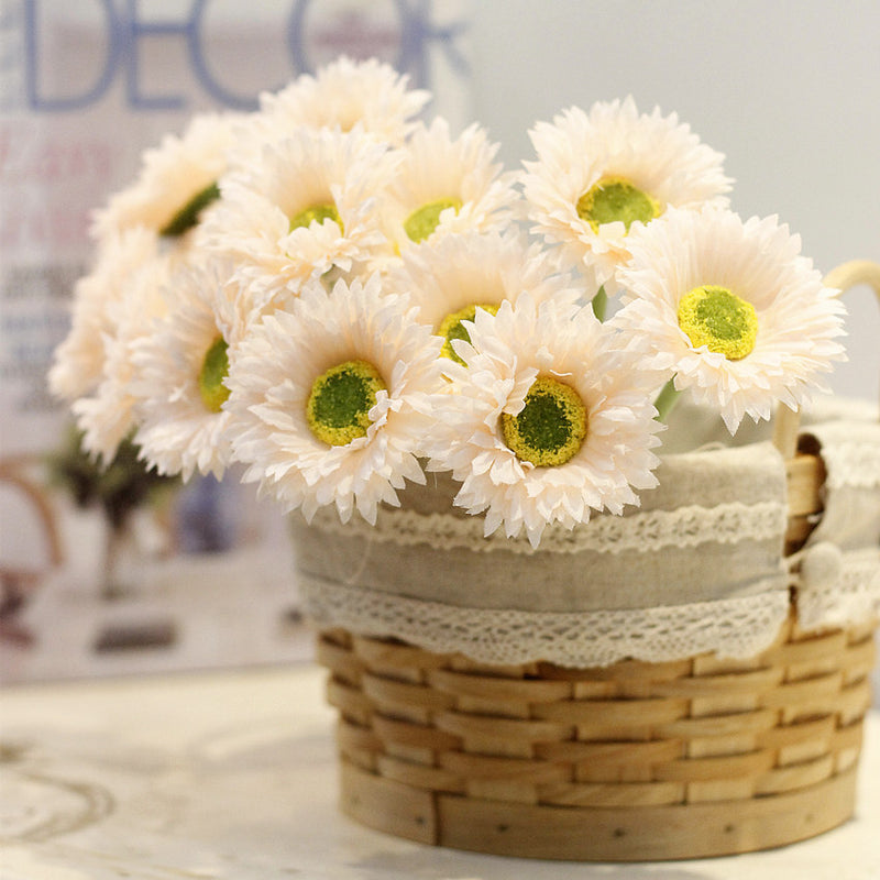 Lot de 10 tiges de marguerites africaines artificielles en vrac de 7,8 pouces, bouquet de fleurs de gerbera, arrangements floraux de table de printemps, vente en gros