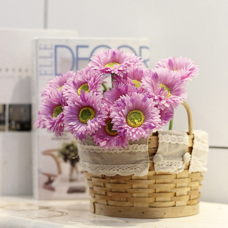 Lot de 10 tiges de marguerites africaines artificielles en vrac de 7,8 pouces, bouquet de fleurs de gerbera, arrangements floraux de table de printemps, vente en gros