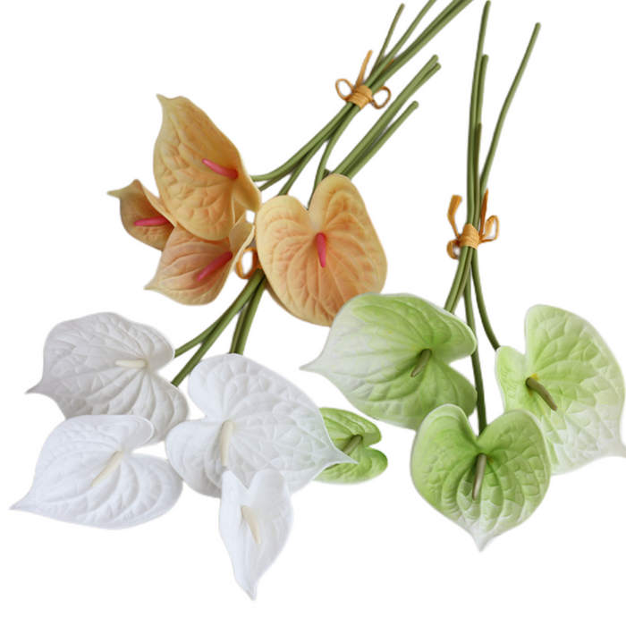 Ramo de flores de Anthurium a granel Real Touch Artificial al por mayor 