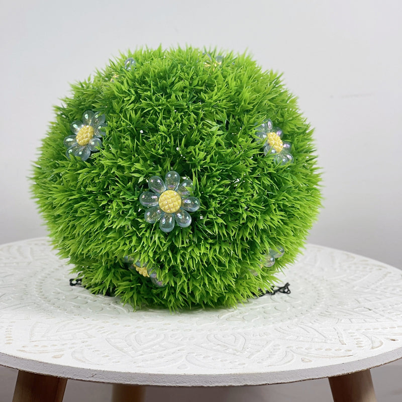 Lot de 10 boules topiaires solaires à LED de 7,8 pouces suspendues avec des sphères de fleurs qui brillent dans le noir en gros