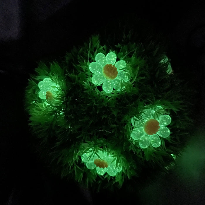Bolas de topiario de boj artificial con luz LED solar a granel de 7.8 "que cuelgan con flores que brillan en la oscuridad