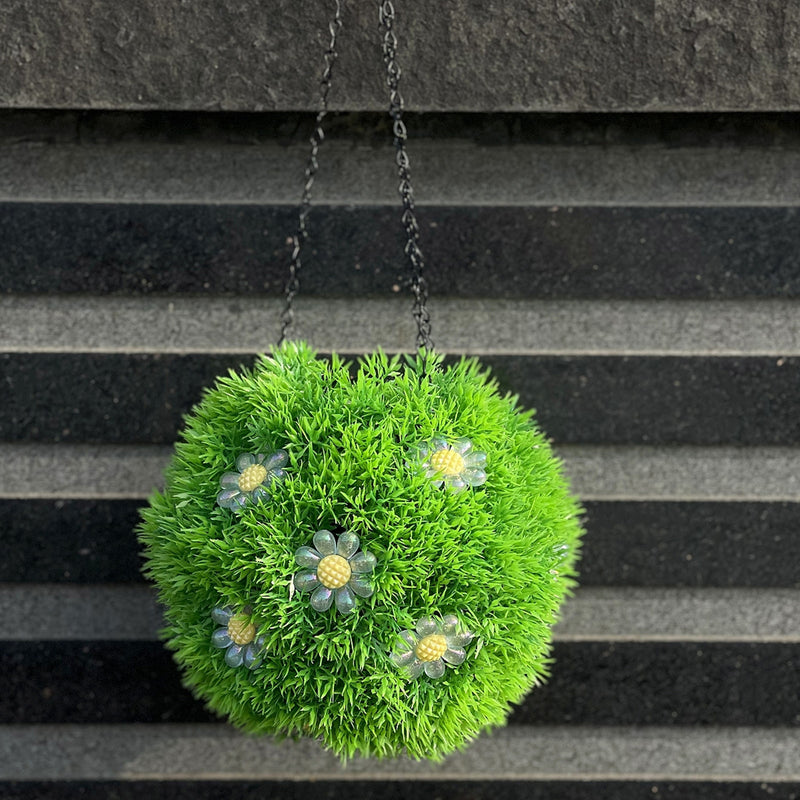 Lot de 10 boules topiaires solaires à LED de 7,8 pouces suspendues avec des sphères de fleurs qui brillent dans le noir en gros