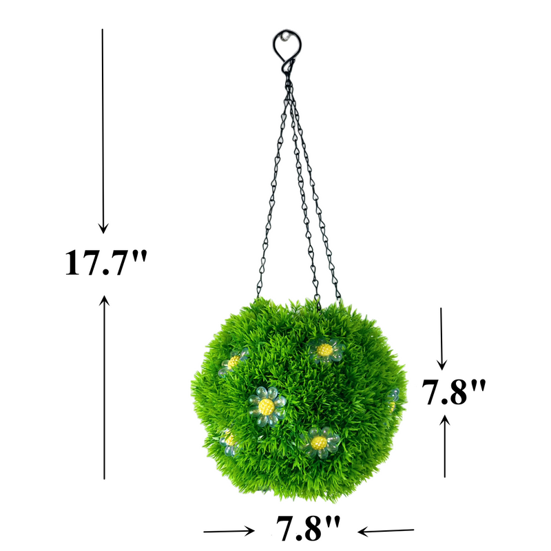 Lot de 10 boules topiaires solaires à LED de 7,8 pouces suspendues avec des sphères de fleurs qui brillent dans le noir en gros
