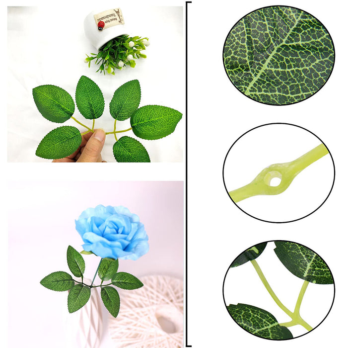 Bulk 40Pcs Artificial Rose Leaves Greenery for DIY Wedding Bouquets Centerpieces Floral Arrangement Wholesale