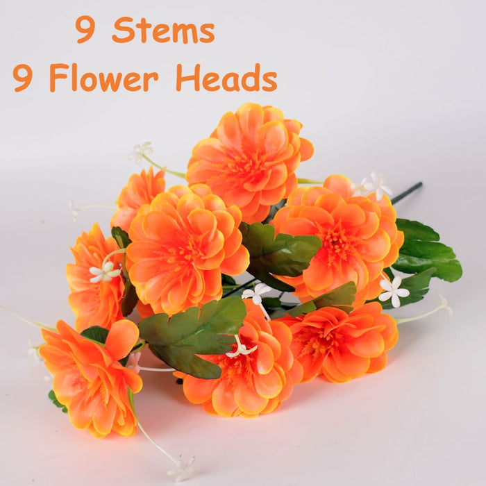 Bulk Artificial Cemetery Flowers for Grave Vase 9 Mum Flowers Memorial Sympathy for Loss Loved One Wholesale