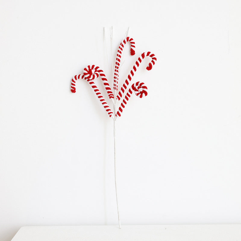 Bulk Artificial Christmas Candy Picks Lollipop Stems with Bell Christmas Ornaments Wholesale