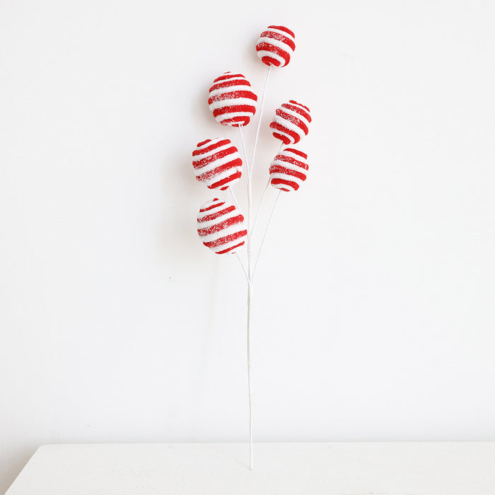 Bulk Artificial Christmas Candy Picks Lollipop Stems with Bell Christmas Ornaments Wholesale