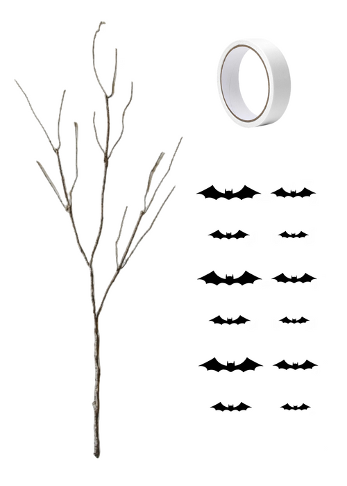 Bulk Halloween Decoration 29" Artificial Curly Willow Branches Corkscrew Branches with Bat and Sticker Wholesale