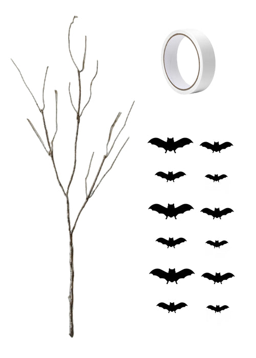 Bulk Halloween Decoration 29" Artificial Curly Willow Branches Corkscrew Branches with Bat and Sticker Wholesale