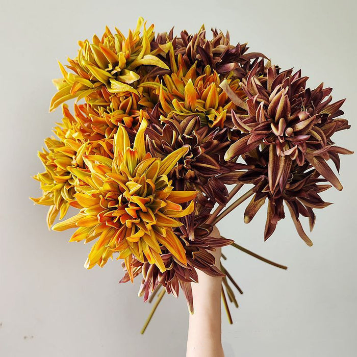 Bulk 21.6 inches Tall Vintage Dahlia Real Touch Stems Winter Dahlias Silk Flowers Wholesale