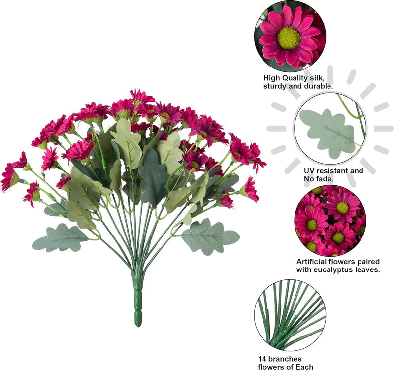 Clearance Bulk Artificial Daisy Flowers Bush Bouquet UV Resistant Fall Flowers for Window Home Indoor Garden Decorations Wholesale