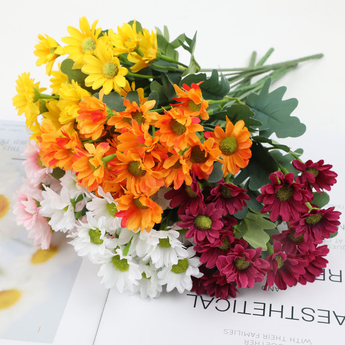 Clearance Bulk Artificial Daisy Flowers Bush Bouquet UV Resistant Fall Flowers for Window Home Indoor Garden Decorations Wholesale