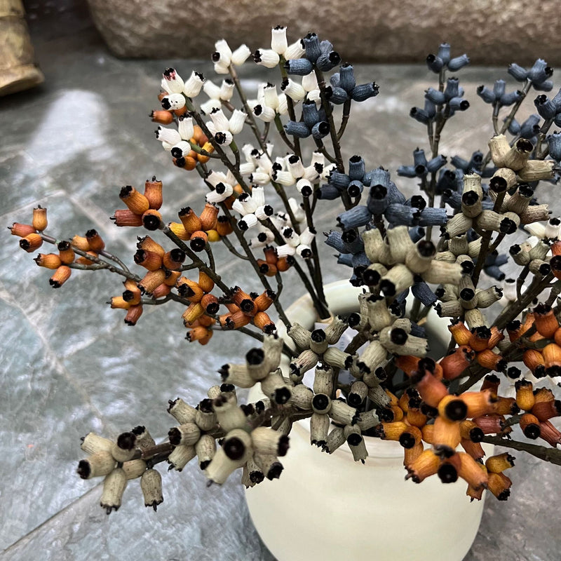 Bulk 300 Bundles 14.5" Artificial Eucalyptus Fruit Stems in Autumnal Hues Wholesale