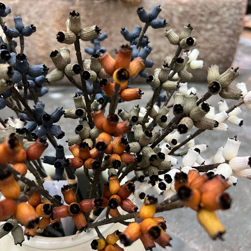 Bulk 300 Bundles 14.5" Artificial Eucalyptus Fruit Stems in Autumnal Hues Wholesale