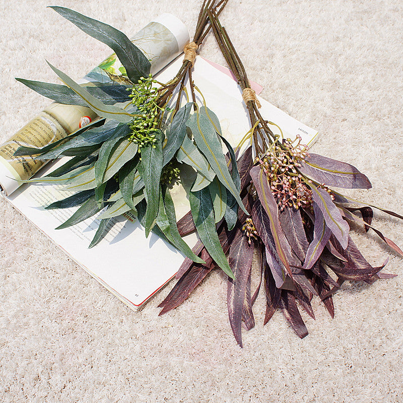 Clearance Bulk 1 Bundle 5 Stems Artificial Eucalyptus Plants With Fruits Greenery For Flower Arrangements Wholesale