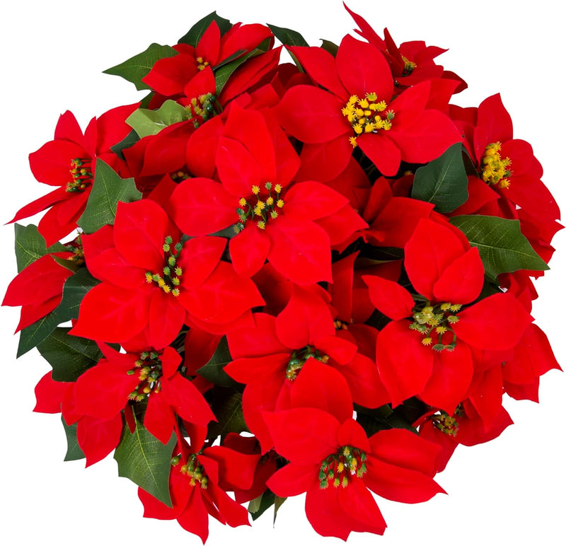 Panier suspendu de fleurs de poinsettia artificielles de Noël en vrac pour l'extérieur et l'intérieur en gros