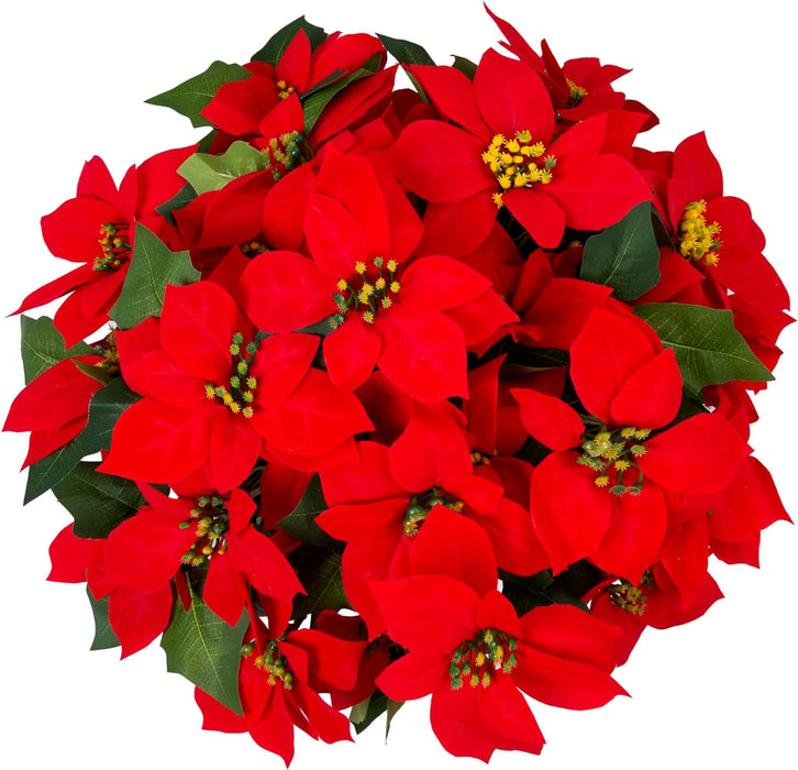 Bulk Christmas Artificial Poinsettia Flowers Hanging Basket for Outdoors and Indoors Wholesale