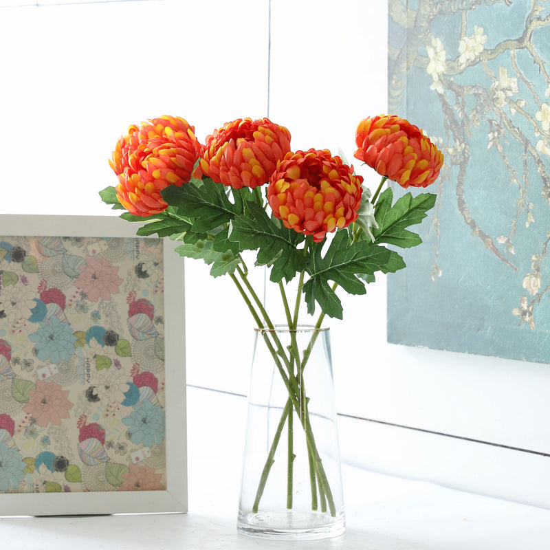 Bulk 18" Artificial Fall Flowers Mum Stems Fall Decorations Silk Flowers Arrangement Wholesale