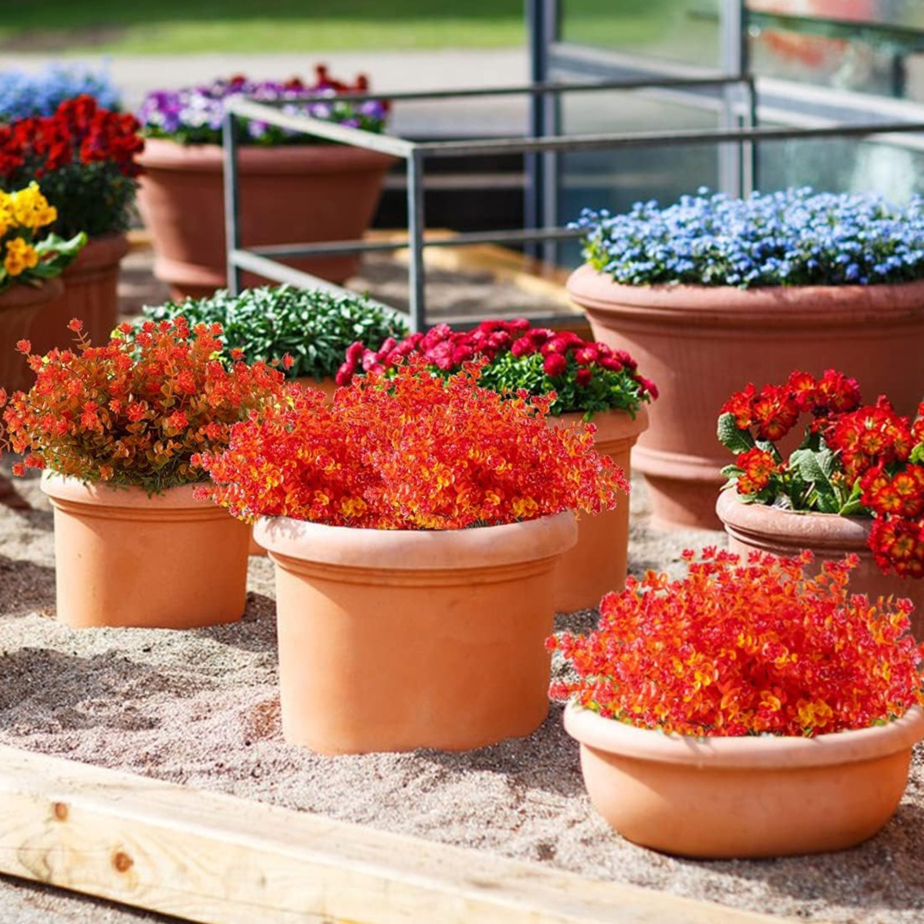 Bulk 8 Bundles Artificial Fall Flowers Autumn Plants UV Resistant Whol ...