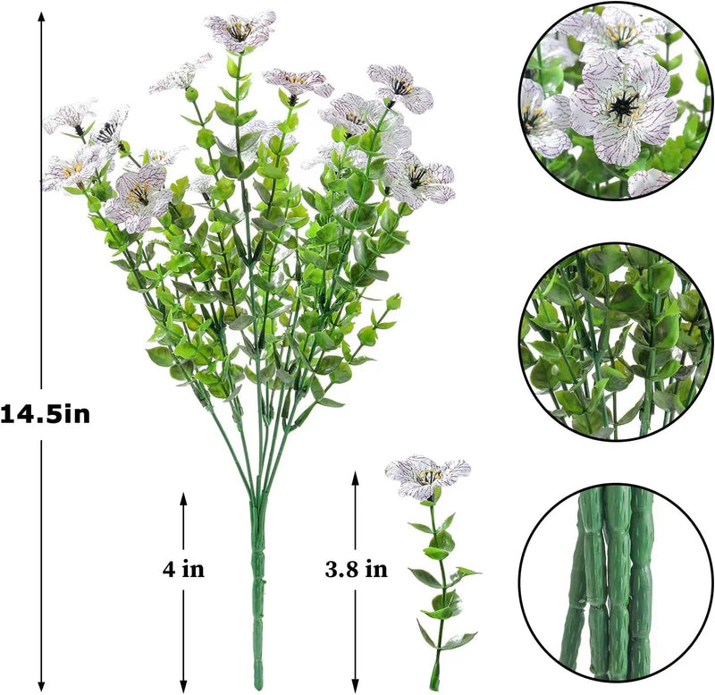 Clearance Bulk 12 Bundles Artificial Plants Flowers UV Resistant for Outdoors Planter Porch Patio Garden Wholesale