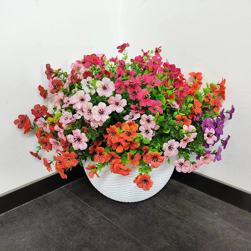Clearance Bulk 12 Bundles Artificial Plants Flowers UV Resistant for Outdoors Planter Porch Patio Garden Wholesale