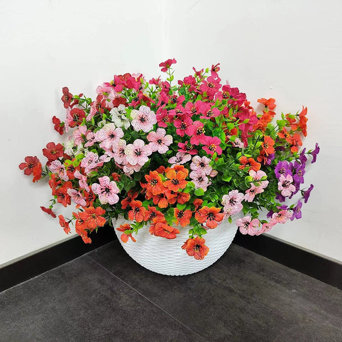 Bulk 12Pcs Artificial Faux Plants UV Resistant Flowers for Outdoor Spring Summer Decoration Wholesale
