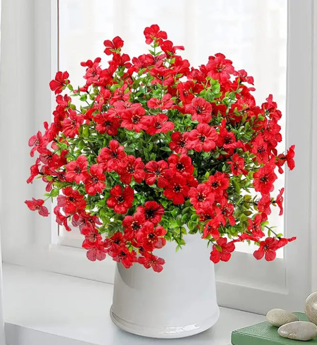 Clearance Bulk 12 Bundles Artificial Plants Flowers UV Resistant for Outdoors Planter Porch Patio Garden Wholesale