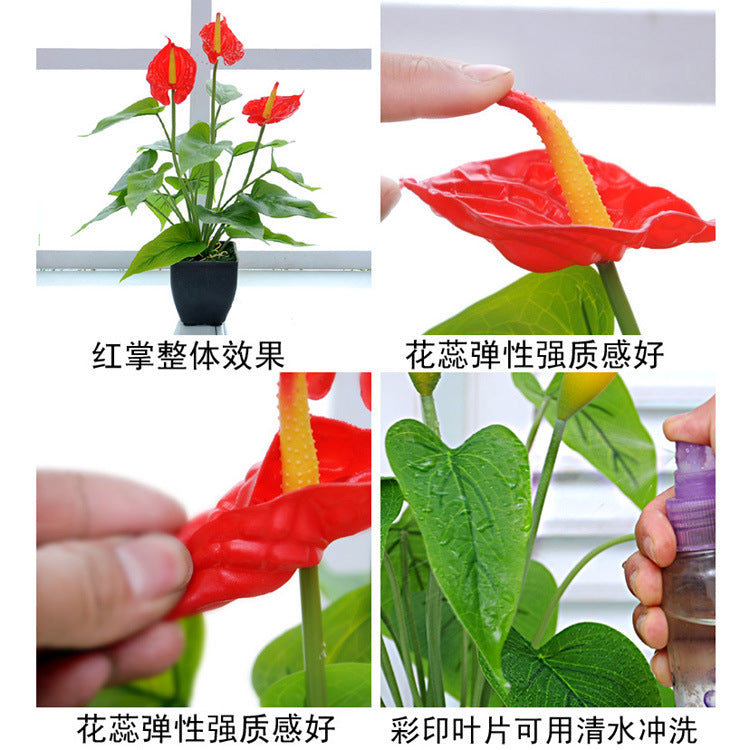 Bulk 15.7" Calla Lily Faux Small Potted Plant with Black Pot Fake Bonsai Artificial Flower Wholesale