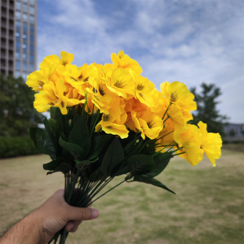 Clearance Bulk 8pcs Pansy Bushes Plants for Outdoors UV Resistant Pansy Silk Flowers Wholesale