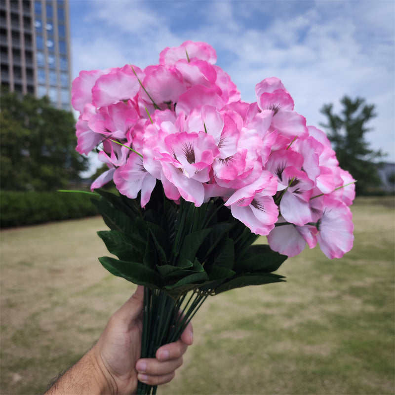 Clearance Bulk 8pcs Pansy Bushes Plants for Outdoors UV Resistant Pansy Silk Flowers Wholesale