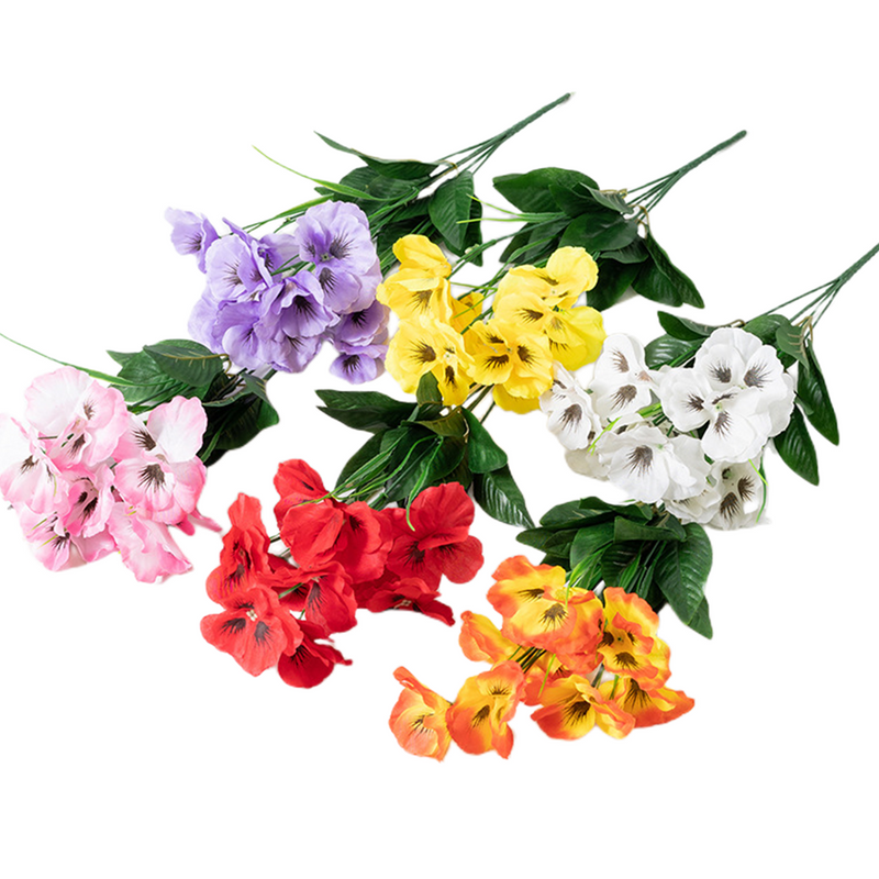 Clearance Bulk 8pcs Pansy Bushes Plants for Outdoors UV Resistant Pansy Silk Flowers Wholesale