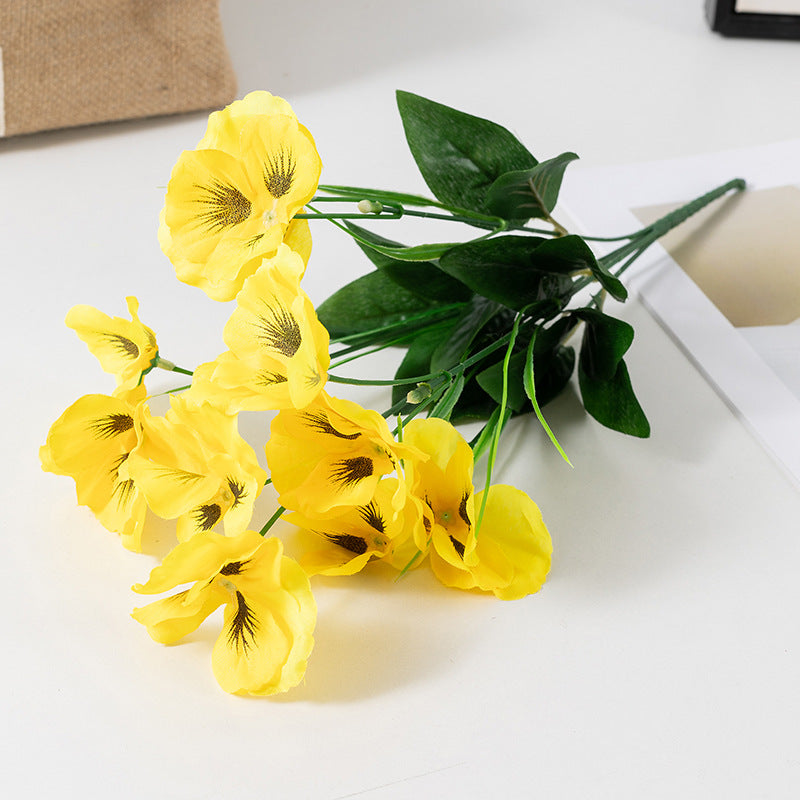 Clearance Bulk 8pcs Pansy Bushes Plants for Outdoors UV Resistant Pansy Silk Flowers Wholesale