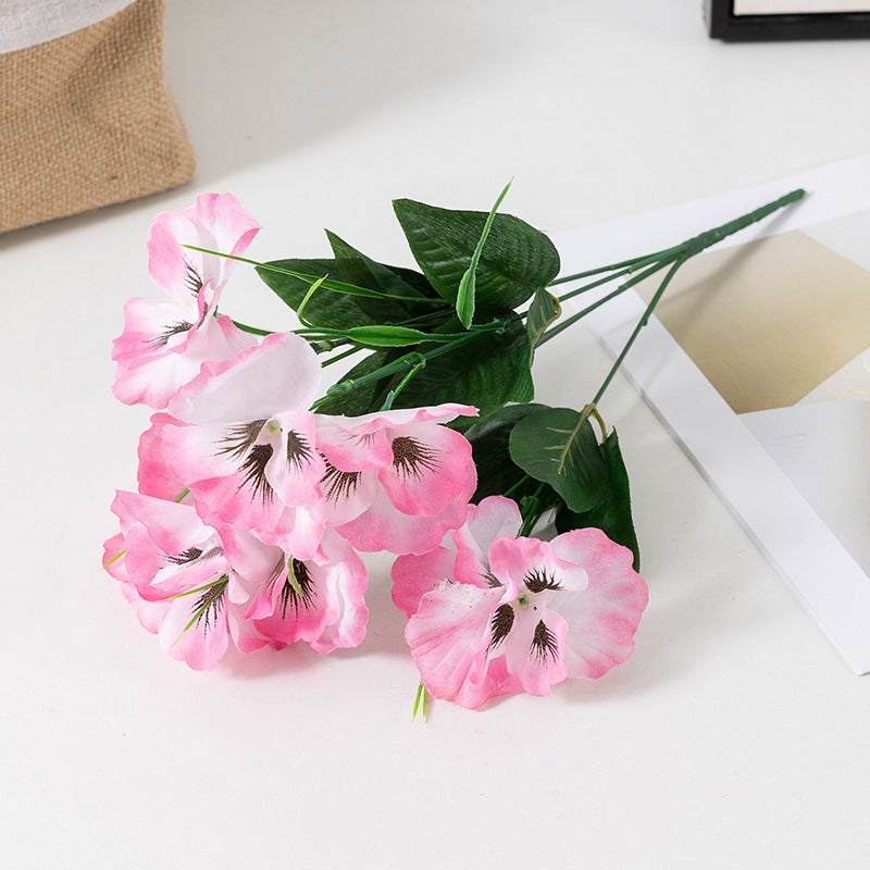 Clearance Bulk 8pcs Pansy Bushes Plants for Outdoors UV Resistant Pansy Silk Flowers Wholesale