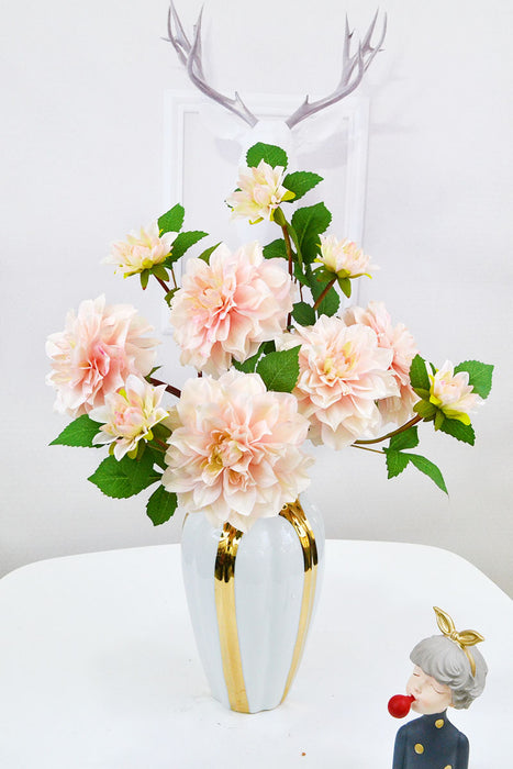 Bulk 24" Artificial Flowers Silk Dahlia Long Stem or Wedding Bouquets Fall Decor Wholesale