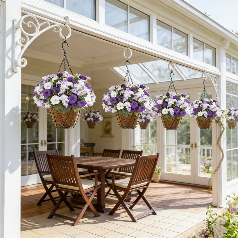 Bulk 12 Bundles Artificial Petunias Flowers for Outdoors Flowers Plants UV Resistant Look Real Silk Flowers for Outside Wholesale