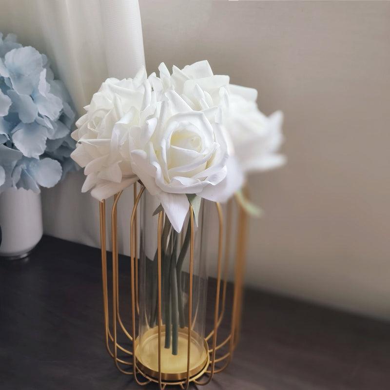 Bulk 8" Real Touch Rose Floral Arrangement Artificial Flowers in Vase Wholesale