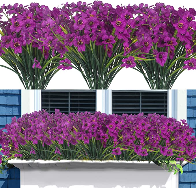 Flores artificiales de arbustos de narcisos a granel para flores resistentes a los rayos UV al aire libre al por mayor