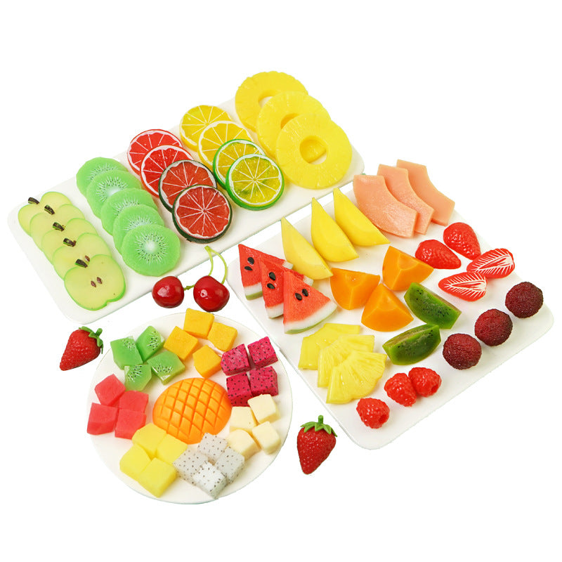 Lot de 10 tranches de fruits artificiels en vrac, simulation de fruits réalistes, décoration en gros 