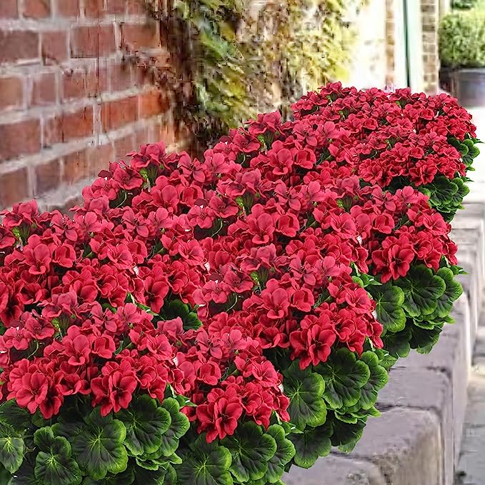 Bulk 17" Lifelike Large Geranium Bush Plants UV Resistant for Outdoors and Indoors Wholesale