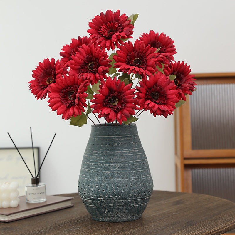 Bulk 19" Artificial Gerbera Daisy Bush - 9 Stems for Autumn & Winter Decor Wholesale