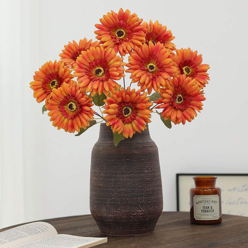 Bulk 19" Artificial Gerbera Daisy Bush - 9 Stems for Autumn & Winter Decor Wholesale